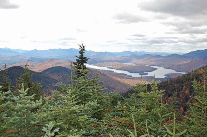 View of lake and mountains from Whiteface Mountain summit.